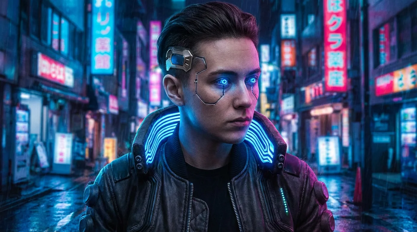 Cyberpunk portrait transformation